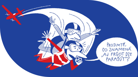 Ilustrace lidí s padákem